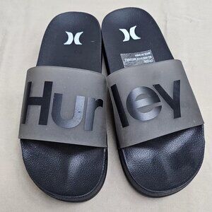 Hurley Women’s Crystal Logo Slide Sandals - Black/Grey Size 8.5